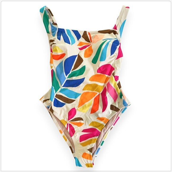 Tabitha Brown Target Botanical Print Scoop Lowback One-Piece Swimsuit Cheeky S - Picture 3 of 6